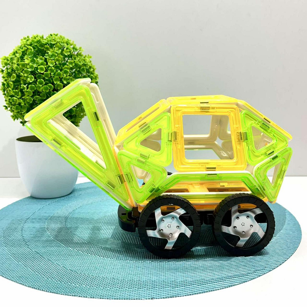 Конструктор магнітний Limo Toy Транспорт 57 деталей Зелено-жовтий (KB 1014) Чернигов - изображение 3