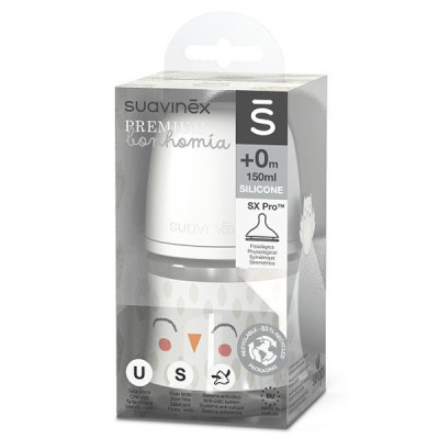 Пляшечка для годування Suavinex Bonhomia, повільний потік, 150 мл біла (307833) Вінниця - фото 3
