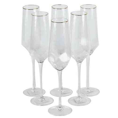 Набір келихів для шампанського "Crystal" 300 мл (6 шт.) | Келихи на ніжці скляні Київ
