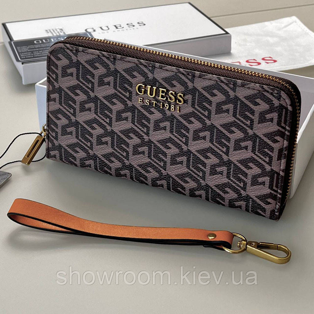 Жіночий гаманець на змійці Guess (7594) коричневий Київ - фото 6