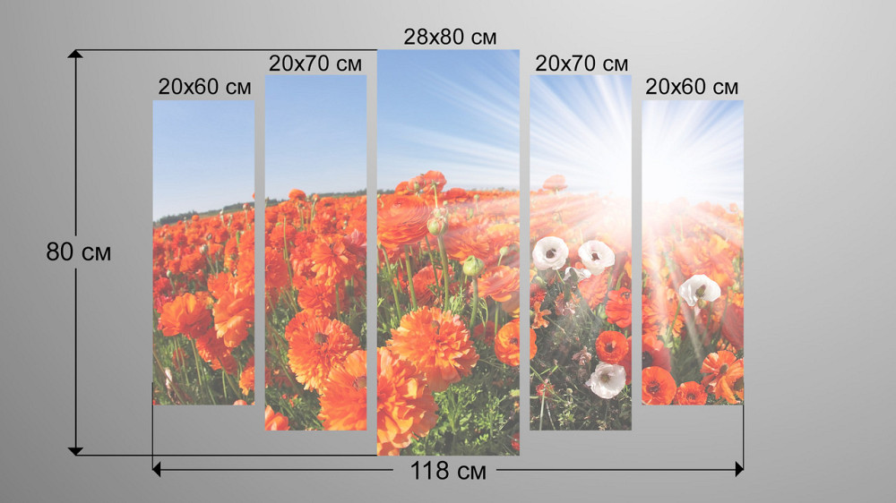 Модульная картина Цветы Маки Art-19_5 Киев - изображение 3