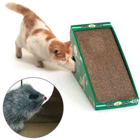 Flamingo Scratching Board ФЛАМІНГО похильна картонна кігтеточка з мишкою для котів Київ