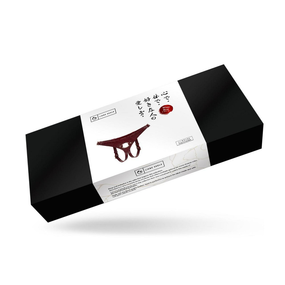 Кожаные трусы для страпона Liebe Seele Wine Red Strap on Harness, универсальный размер Sex Aura Киев - изображение 9