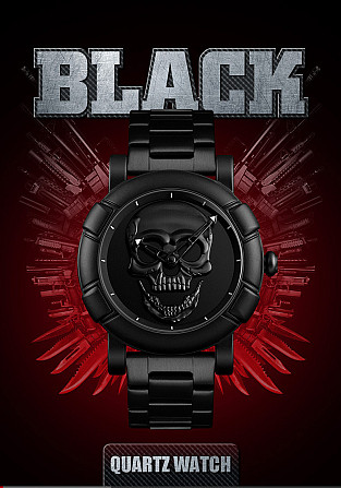 Оригинальные часы Skmei Skull 9178 Black Винница - изображение 5