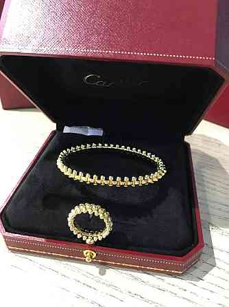 Cartier Комплект: браслет зубчики та кільце зубчики в лимонному золоті / Карт'є браслет і кільце Одеса
