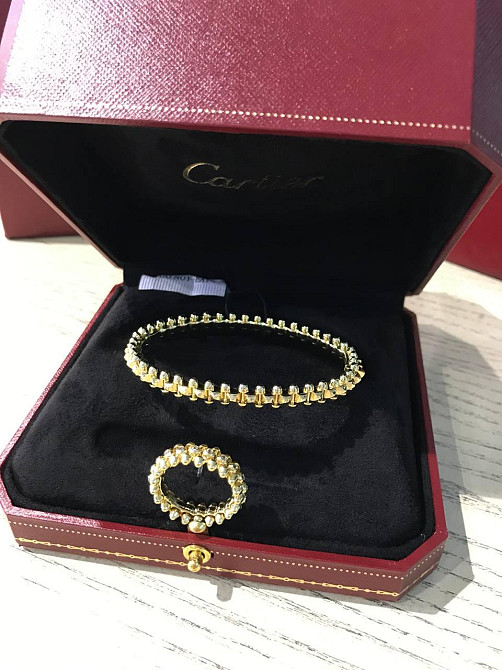 Cartier Комплект: браслет зубчики та кільце зубчики в лимонному золоті / Карт'є браслет і кільце Одеса - фото 2