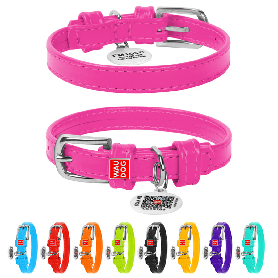 Нашийник для собак шкіряний WAUDOG Glamour з QR паспортом, без прикрас, XS, Ш 12 мм, Дов 21-29 Коломыя - изображение 1
