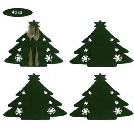 Украшения на новогодний стол Елочки 4 штуки 20 на 17 см зеленый Киев