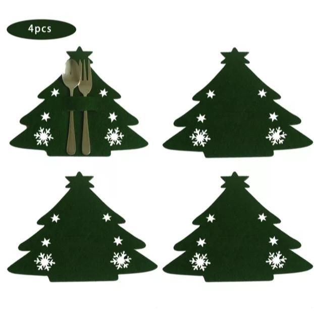 Прикраси новорічні на стіл Ялинки 4 штуки 20 на 17 см зелений Київ - фото 1