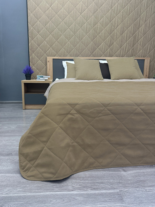 Покрывало стеганое Decorator Sparta Diamond ромб 240х260 см темно-бежевый (85-068) Киев - изображение 3