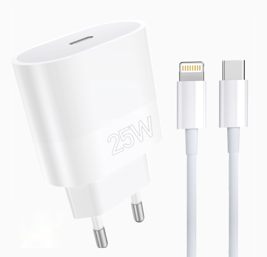 Мережевий зарядний пристрій з кабелем WUW-T86L PD 25W fast charger + USB C to lighting set Одеса - фото 1