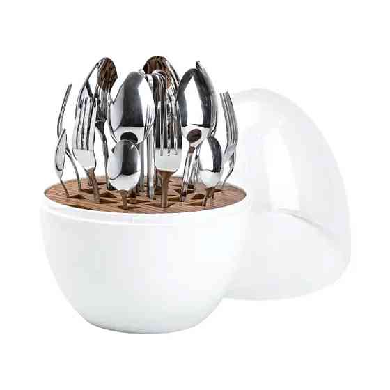 TS Kitchen Набір столових приладів на 6 персон із нержавіючої сталі 24 штуки з підставкою Яйце Київ