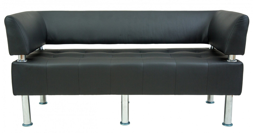 Диван Flay Office двойка со спинкой и подлокотниками 1550х650х750 Черный Киев - изображение 1