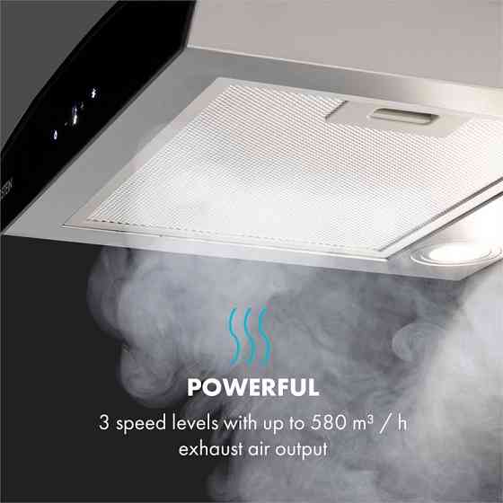 Вытяжка Gloria работа на вытяжке 60 см 580 м³/ч Стеклянный экран RGB LED нержавеющая сталь серебристый/черный Ровно