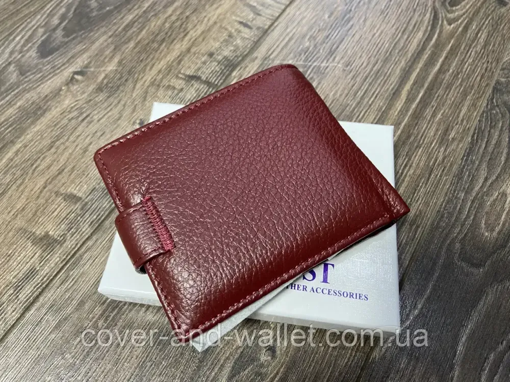 Женское портмоне из натуральной кожи бордового цвета с блоком под карты ST 34 Киев - изображение 10