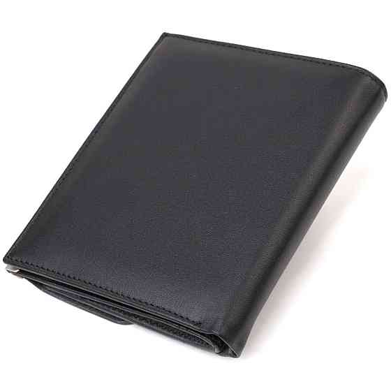 Ультрамодний гаманець для жінок з натуральної гладкої шкіри Чорний (CANPELLINI) Київ