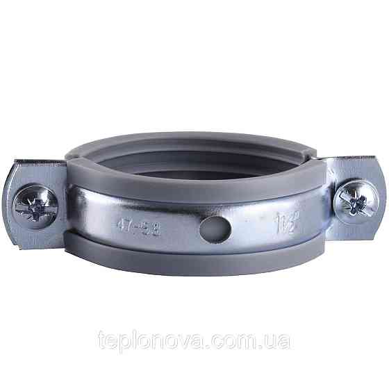 Хомут у зборі CR 1 1/2" (47-53мм) з гвинтом-шурупом 8*100 і дюбелем у уп., сірий Чернівці