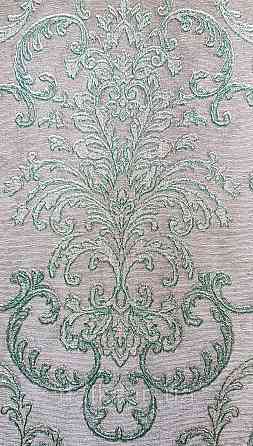 Шпалери вініл на флізеліні AdaWall Seyyah 1.06х10 вензелю завитки великі структурні смарагдові срібло на сірому Київ