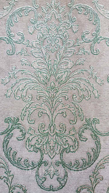 Шпалери вініл на флізеліні AdaWall Seyyah 1.06х10 вензелю завитки великі структурні смарагдові срібло на сірому Київ - фото 2