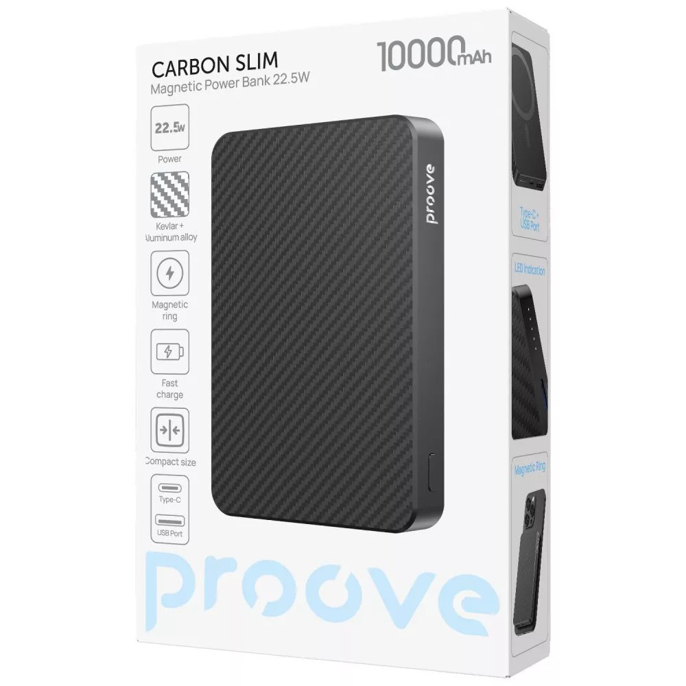 Універсальна мобільна батарея Proove Carbon Slim 22.5 W 10000 mAh Black (PBCS22110001) ( 18590 ) Харків - фото 6