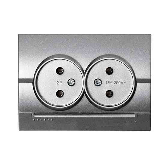 DERIY Розетка подвійна без заземлення темно-сірий металік Lezard Харків