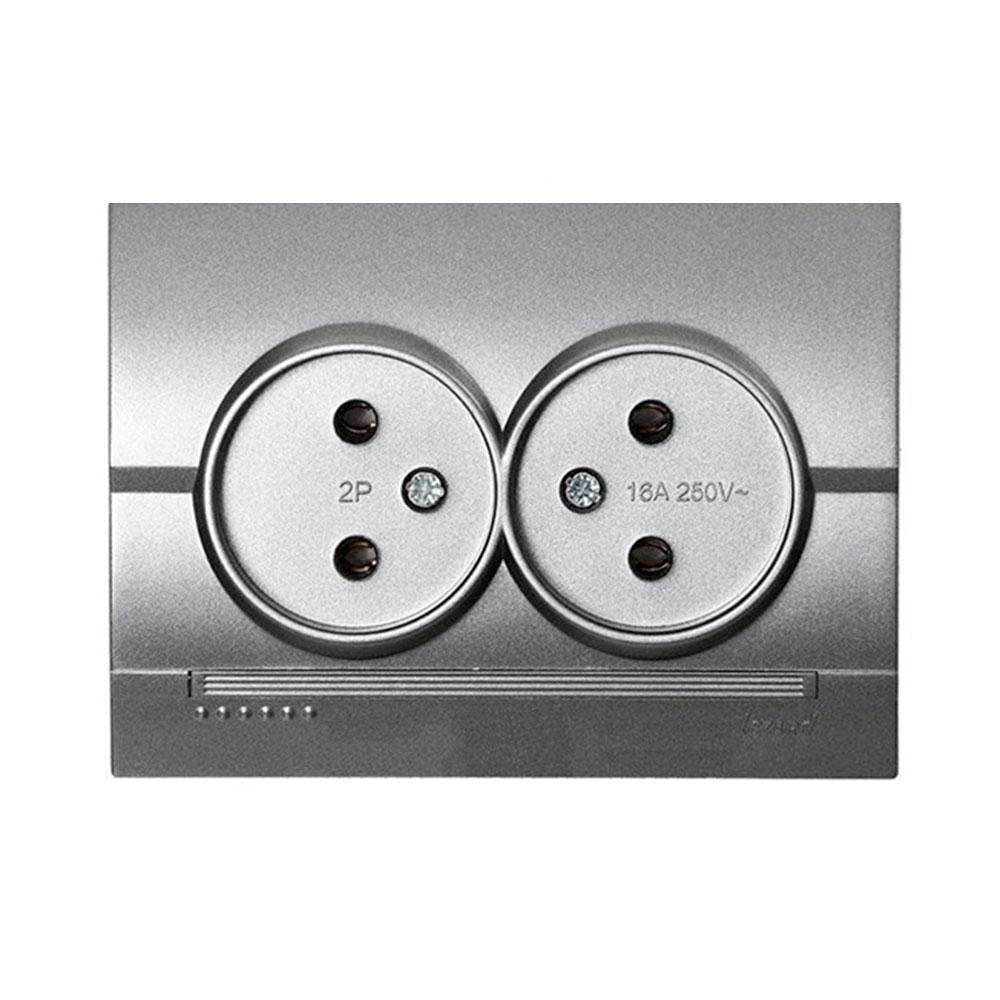 DERIY Розетка подвійна без заземлення темно-сірий металік Lezard Харків - фото 1