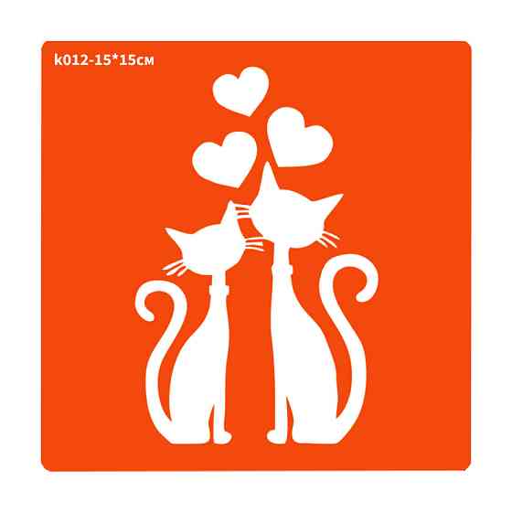 Трафарет для био-тату Котик k012-15*15см, размер 15х15см Винница