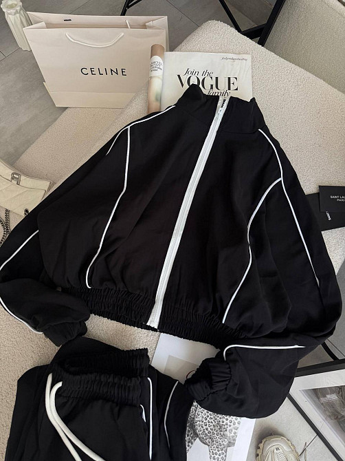 Женский стильный трендовый костюм двойка купра Черный, 44/46 Одесса - изображение 2