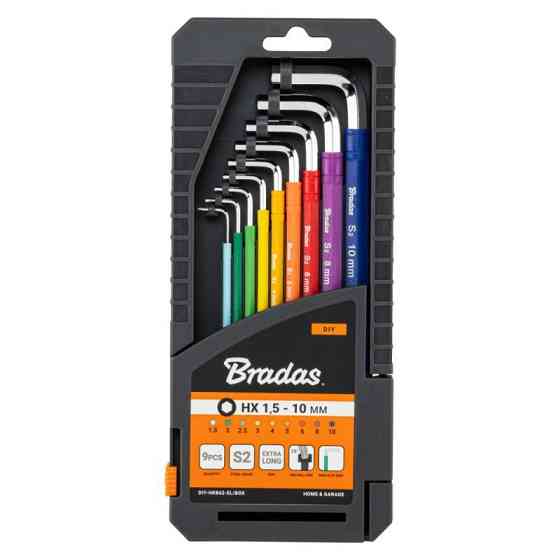 Набір шестигранних ключів з кулястим наконечником HX 1,5- 10 мм 9 шт. різнокольорові / подовжені, DIY-HKB62-EL/BOX Київ