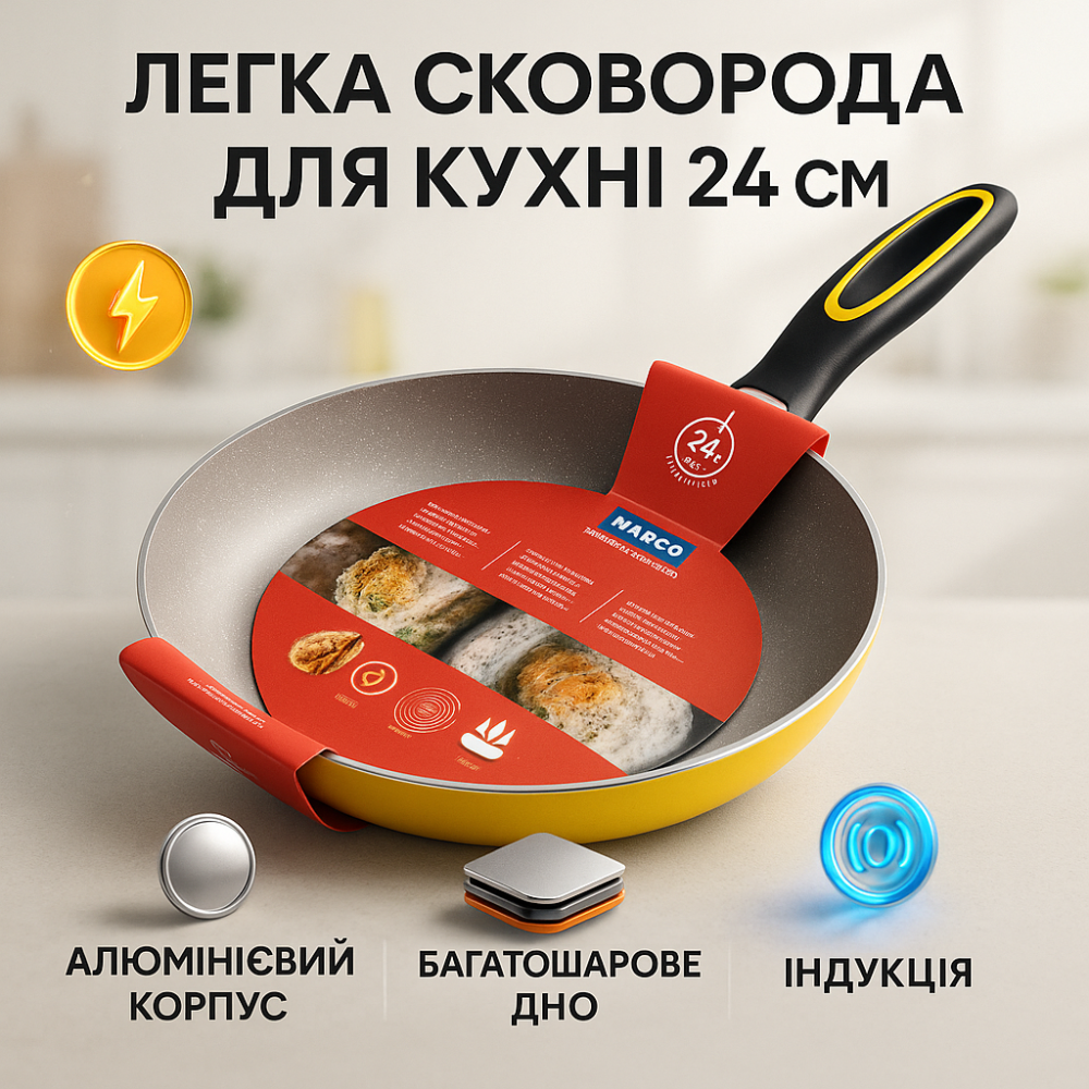 Якісні кухонні сковорідки, Сковорода алюмінієва з антипригарним покриттям, Сковорода без рослинної олії KB-36 Львів - фото 16