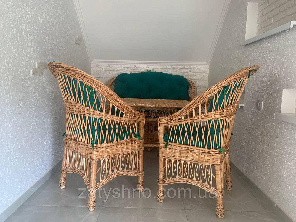 Дачні плетені меблі з лози | комплект меблів із лози | крісла диван та стіл від виробника Київ - фото 3