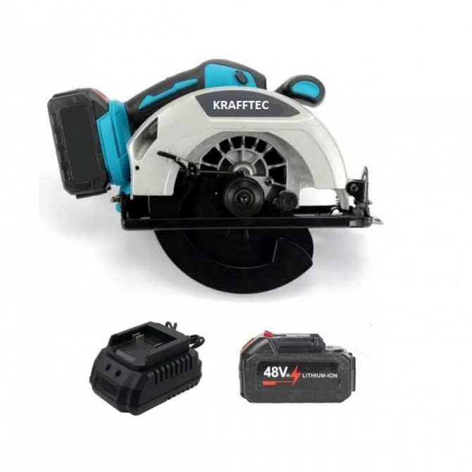 Акумуляторна циркулярна пилка KRAFFTEC 48V 10800 об/хв 800 Вт Київ - фото 1