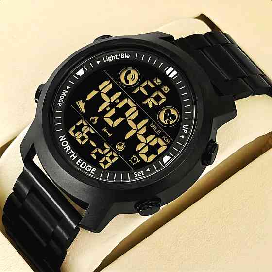 Часы мужские водостойкие тактические North Edge Laker Iron Edition (2 ремешка) Черный Киев