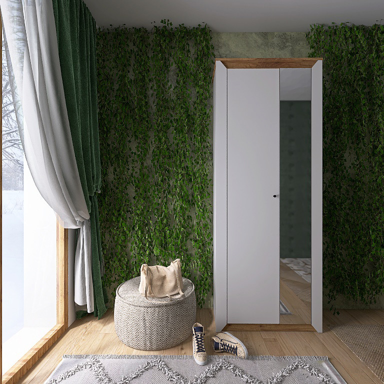 Шафа-пенал із дзеркалом Еверест Нордік-800 Білий + Дуб крафт золотий (DTM-5539) Львів - фото 1