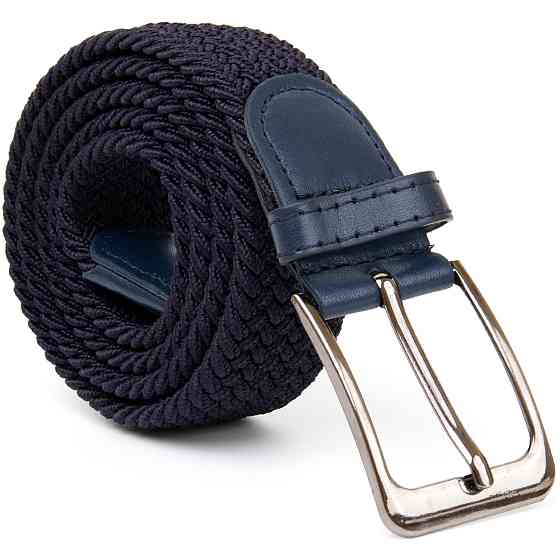 Текстильний чоловічий ремінь класика Vintage 20526 Темно-синій Київ