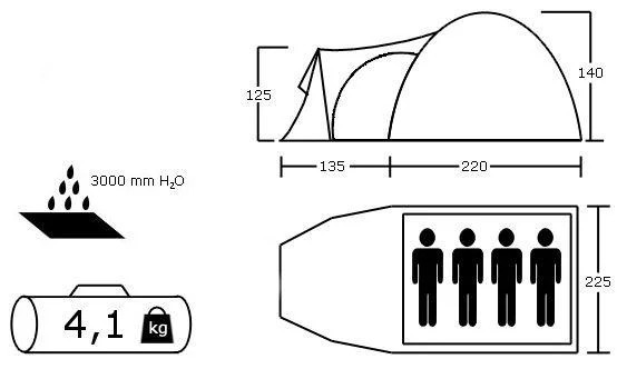 Намет туристичний чотиримісний 3000 мм Acamper MONSUN 4 кемпінговий Синій Київ - фото 5