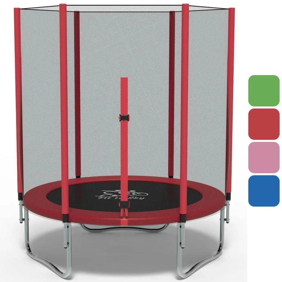 Батут FitToSky 140 см с защитной сеткой уличный домашний для детей Красный Киев - изображение 1
