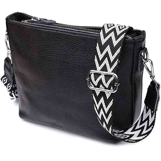 Зручна жіноча сумка на плече з якісної натуральної шкіри Vintage 22914 Чорний Київ