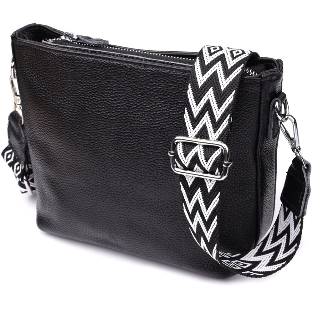 Зручна жіноча сумка на плече з якісної натуральної шкіри Vintage 22914 Чорний Київ - фото 1