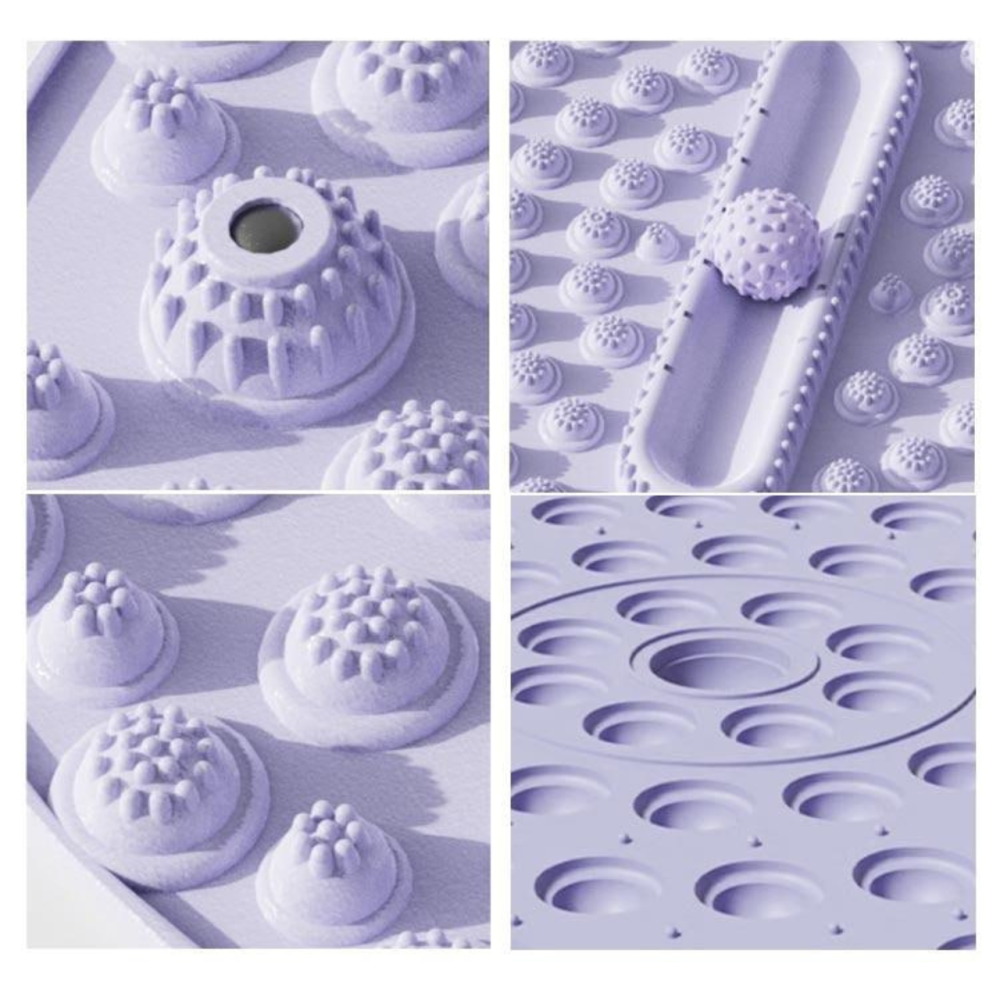 Килимок для масажу ніг круглий 55х55 см акупунктурний масажний для: йоги, стоп акупунктурних точок і тіла, фіолетовий Кам'янець-Подільський - фото 2