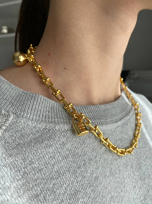 Tiffany Тиффани цепь позолота с шариком / позолота 18 К / упакована в мешочек Tiffany Одесса - изображение 4