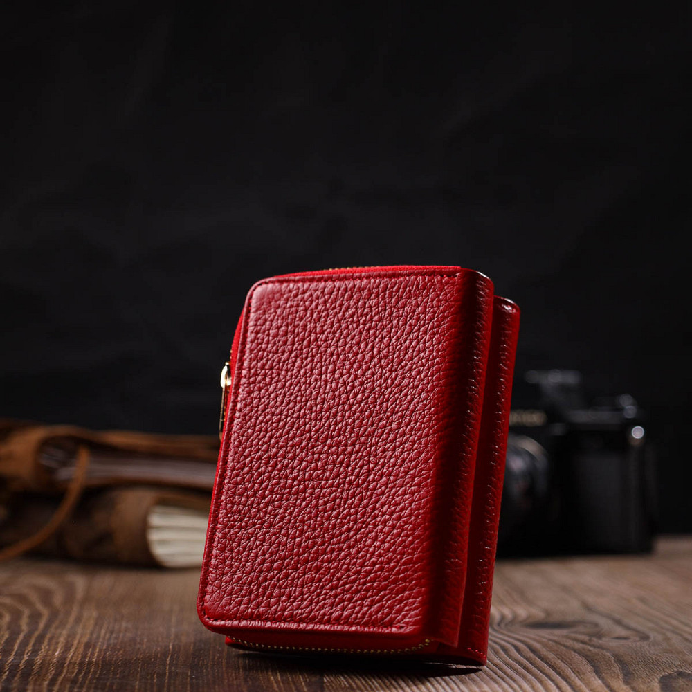 Жіноче портмоне в три складення з натуральної шкіри Tony Bellucci 22023 Червоний Київ - фото 8