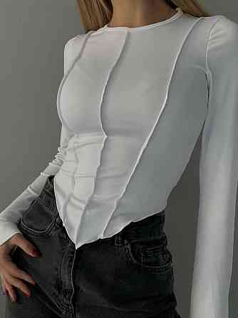 Жіночий трендовий асиметричний топ зі швами спереду мікродайвінг Одеса