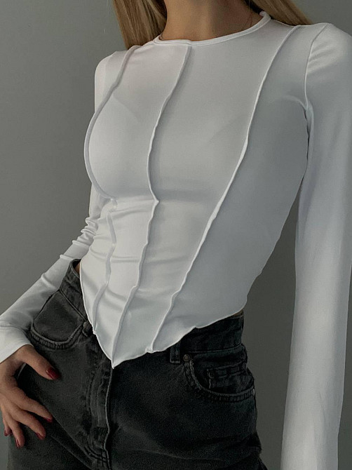 Женский трендовый асимметричный топ со швами спереди микродайвинг Одесса - изображение 1