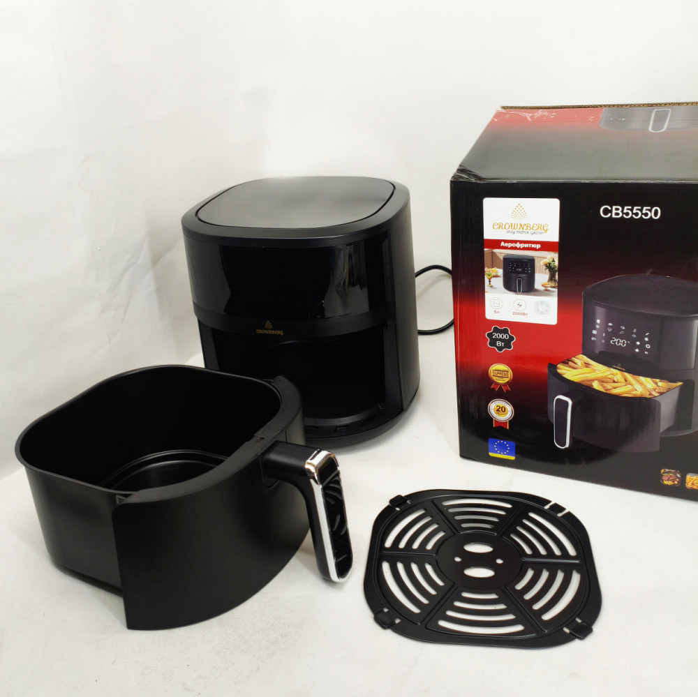 Аэрогриль с функцией жарки без масла Crownberg CB-5550 2000Вт 5л, Аэрогриль-фритюрница сенсорная JU-42 Львов - изображение 3