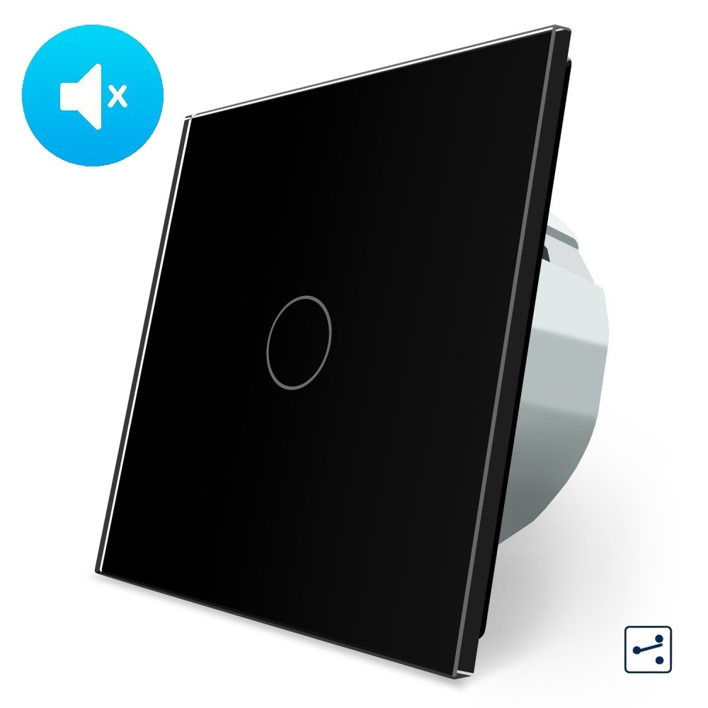 LIVOLO Безшумний сенсорний прохідний/перехресний вимикач 1 сенсор Livolo чорний скло (VL-C701SQ Коломия - фото 4