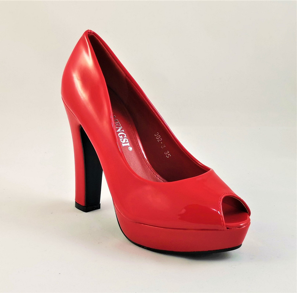 Жіночі Червоні Туфлі на Каблуку Лакові Модельні (розміри: 36) — 02-3 Дніпро - фото 3