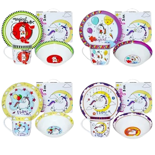 Набір дитячого посуду Єдиноріг 3 пр.:(тарілка d19см/миска 380мл/чашка 250мл) 5144 S&T Житомир - изображение 1