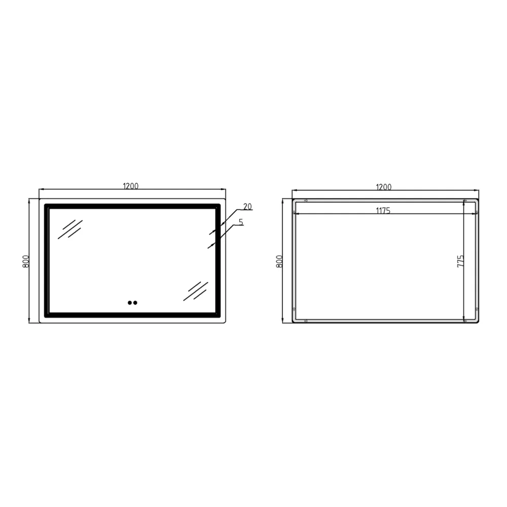 Дзеркало Qtap Cardinal (CA2) 1200х800 з LED-підсвіткою Touch, з антизапотіванням, з димером, темп. кольору (3000-6500K) Київ - фото 20
