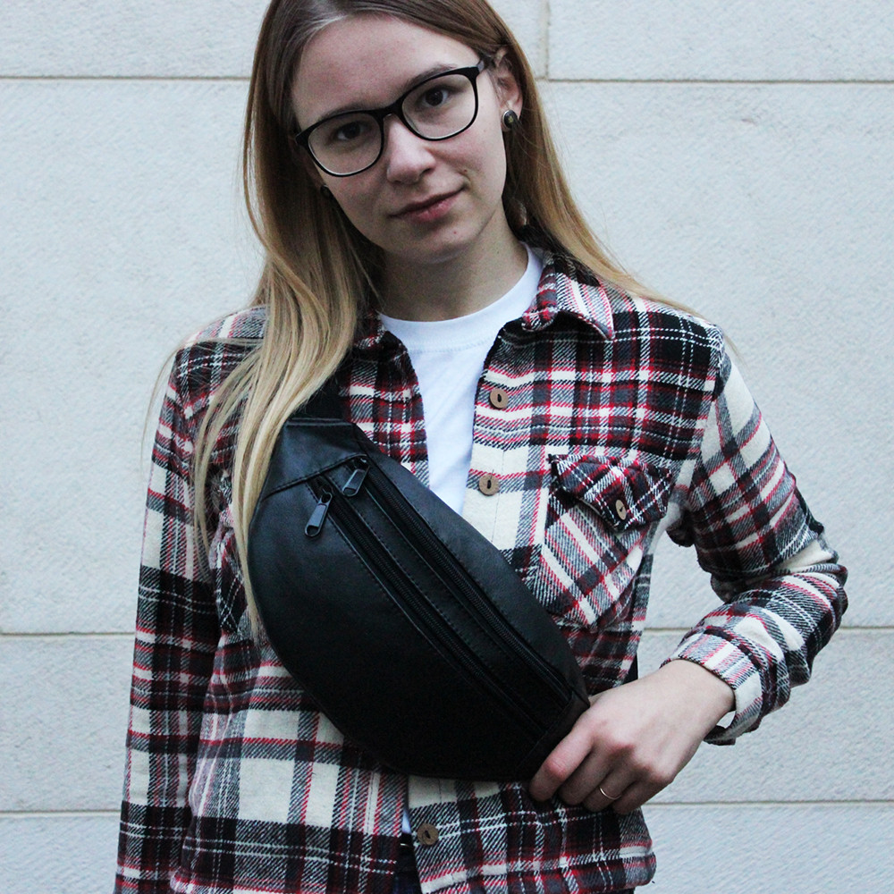 Чоловіча сумка на груди через плече, Чорна бананка без бренду, Чоловіча бананка на два відділи WQ-19 Львів - фото 19